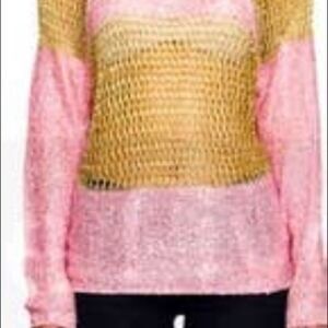 Sequin and Netting Long Sleeve Sweater